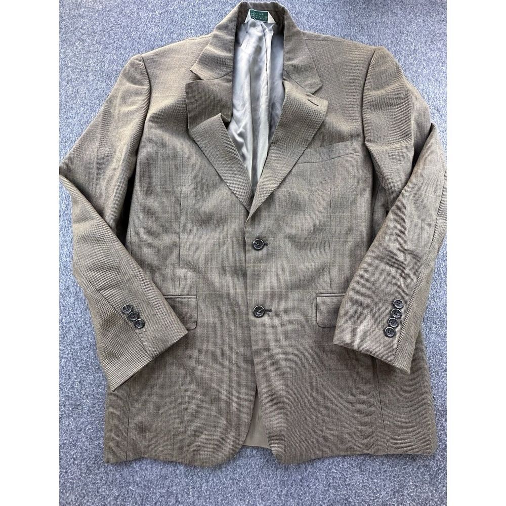 Vintage Evan Picone Blazer‎ Mens 40* Brown Checkered Lined Wool Jacket